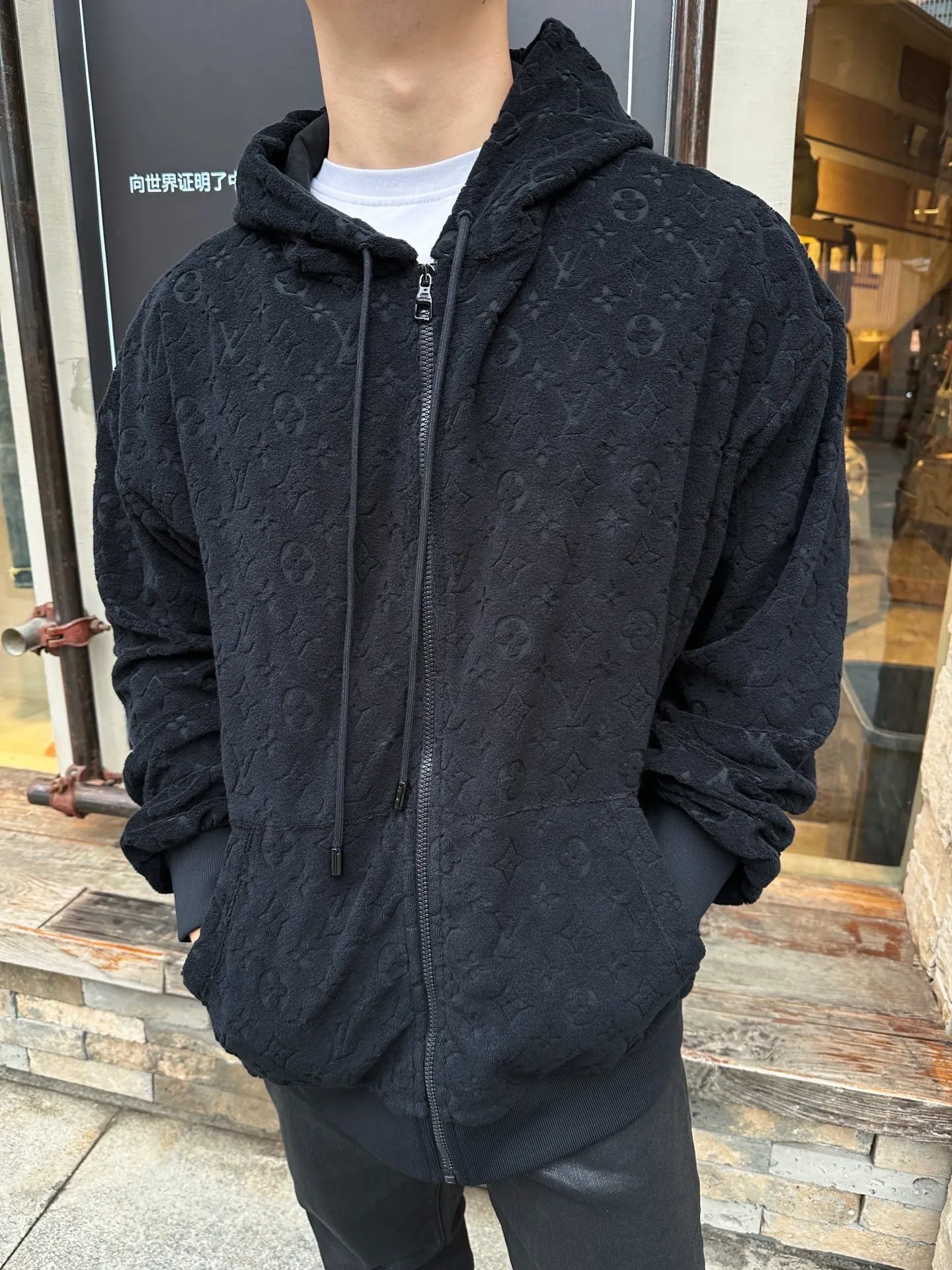 Louis Vuitton/Louis Vuitton 25Fw presbyopia printed towel zipper jacket